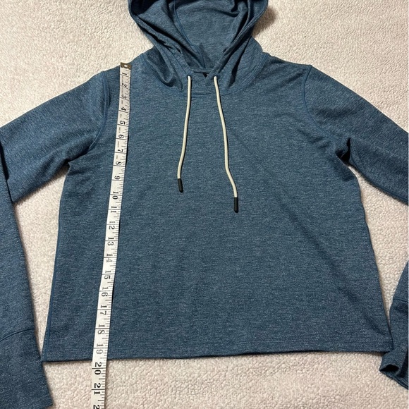 Prana Teal Blue Cropped Performance Hoodie Sweatshirt - Picture 5 of 10
